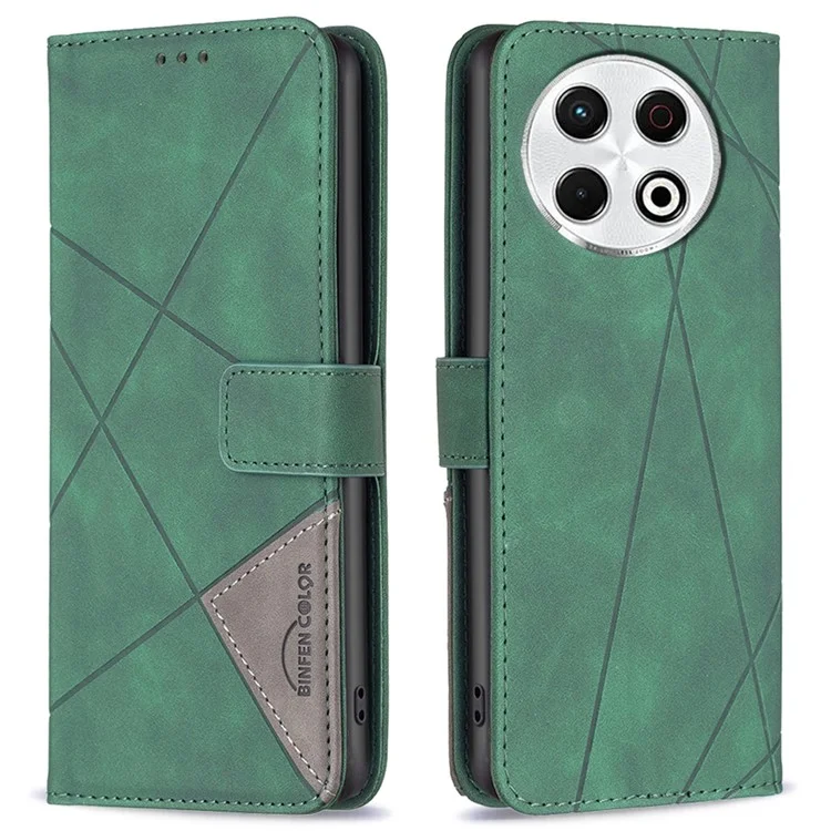 BINFEN COLOR BF05 Capa para TECNO Spark 30 Pro 4G de couro, tipo carteira e com suporte - Verde