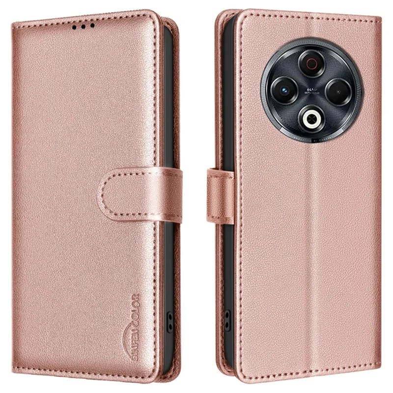 BINFEN COLOR BF32 For TECNO Spark 30 4G Leather Case Wallet RFID Blocking Phone Cover - Rose Gold