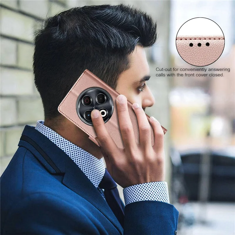 BINFEN COLOR BF32 For TECNO Spark 30 4G Leather Case Wallet RFID Blocking Phone Cover - Rose Gold