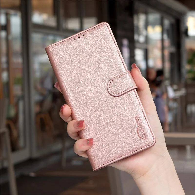 BINFEN COLOR BF32 For TECNO Spark 30 4G Leather Case Wallet RFID Blocking Phone Cover - Rose Gold