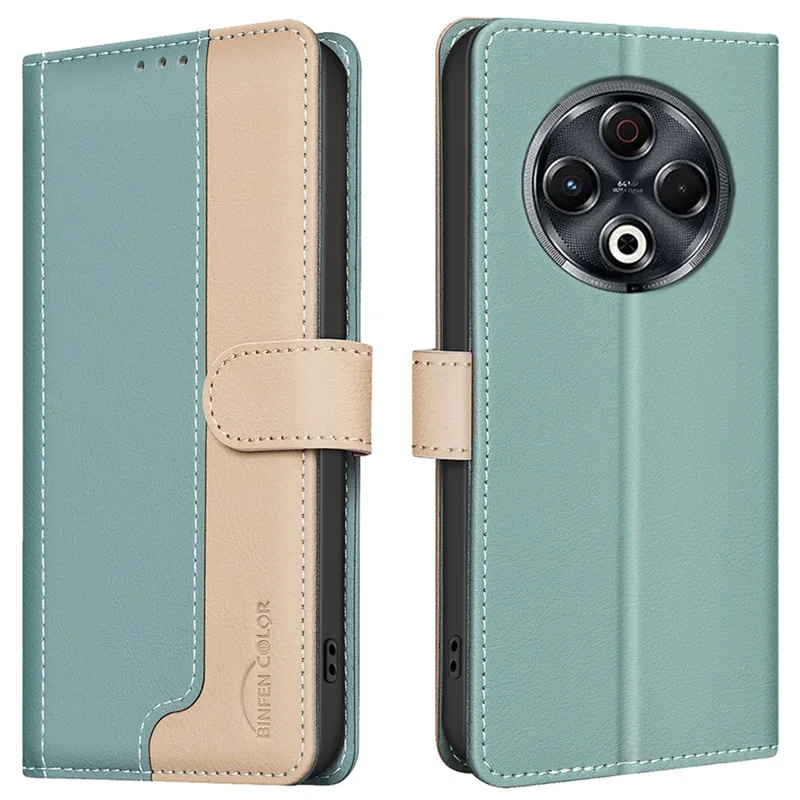 BINFEN COLOR BF33 para TECNO Spark 30 4G Capa de Couro Splicing Color RFID Blocking - Verde
