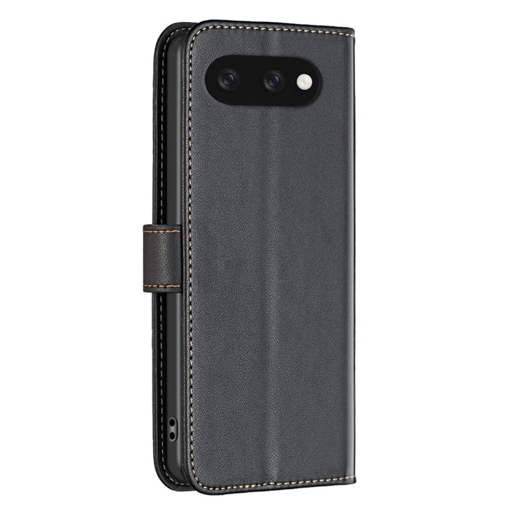 BINFEN COLOR BF17 Para o Caso da Google Pixel 9a, Carteira de Capa de Couro Dobrável - Preto