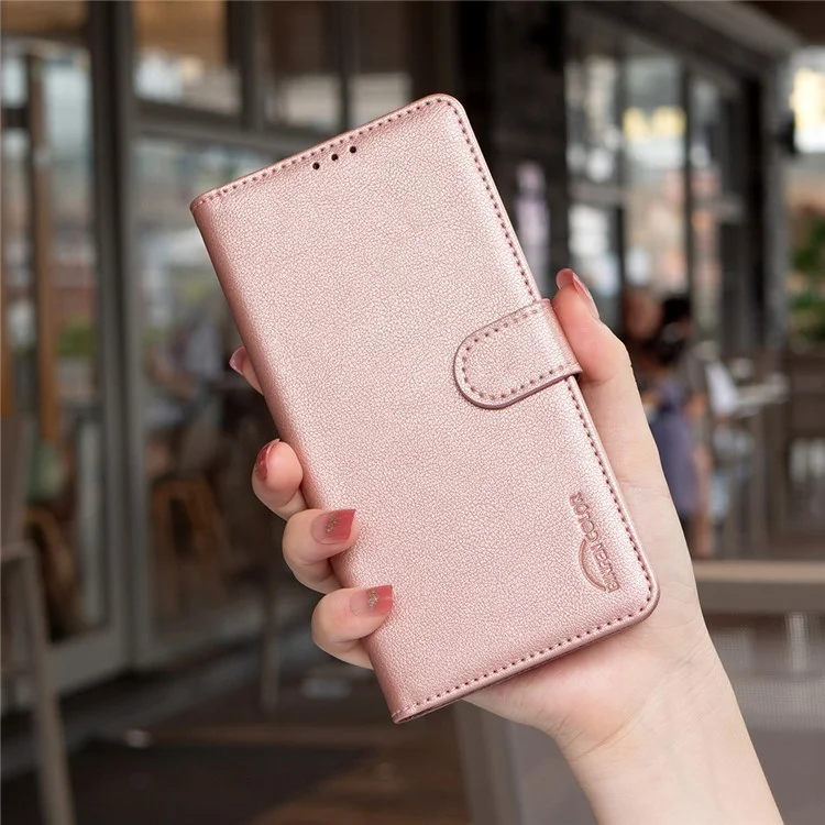 BINFEN COLOR BF32 For Google Pixel 9a Leather Case Wallet RFID Blocking Phone Cover - Rose Gold