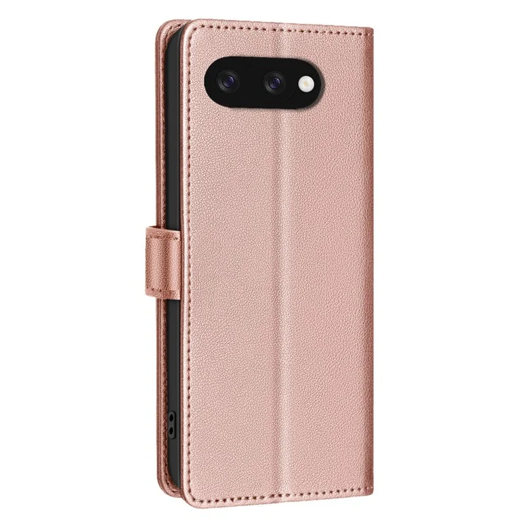 BINFEN COLOR BF32 For Google Pixel 9a Leather Case Wallet RFID Blocking Phone Cover - Rose Gold