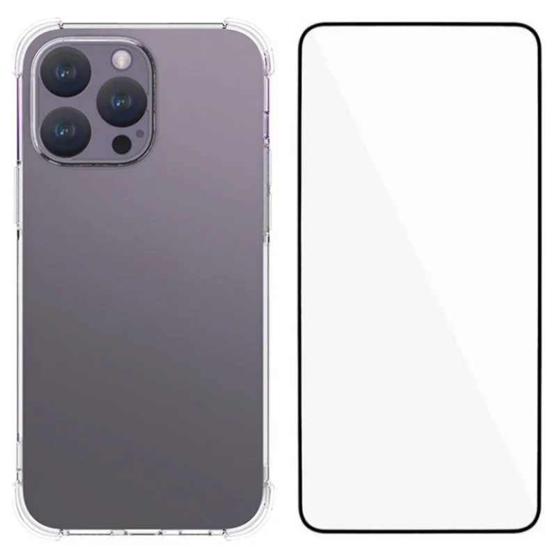 WANLONFENG WL Series for iPhone 15 Pro Max TPU Case 2.0mm Phone Cover with Tempered Glass Film
