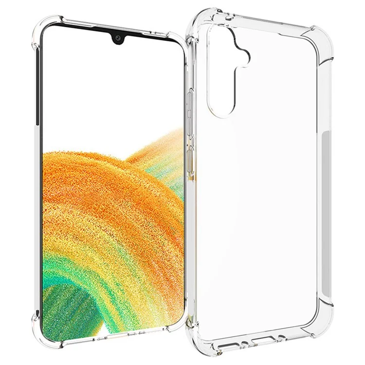 Custodia WANLONFENG WL Series per Samsung Galaxy A34 5G, cover in TPU trasparente da 2,0 mm con pellicola in vetro temperato (grande foro per l'obiettivo)