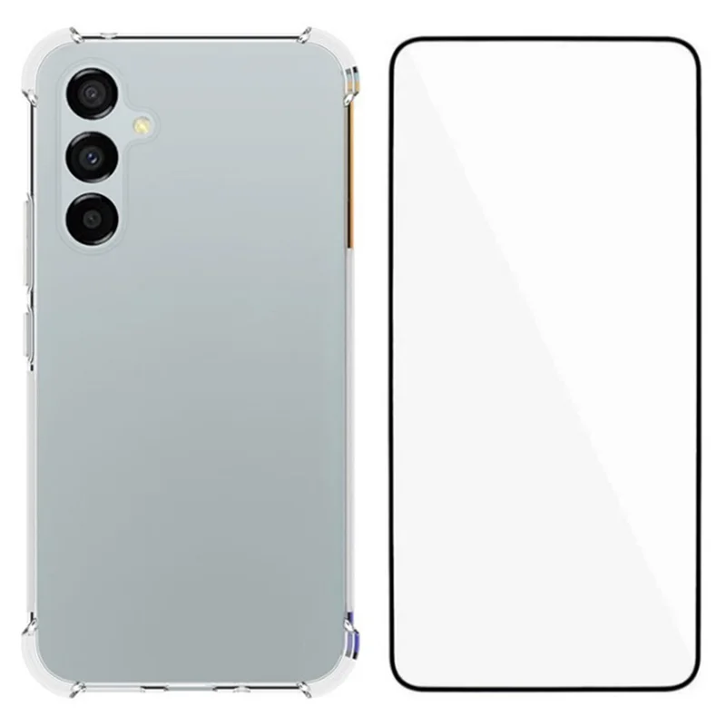 Custodia WANLONFENG WL Series per Samsung Galaxy A54 5G, cover in TPU trasparente da 2,0 mm con pellicola in vetro temperato (grande foro per l'obiettivo)