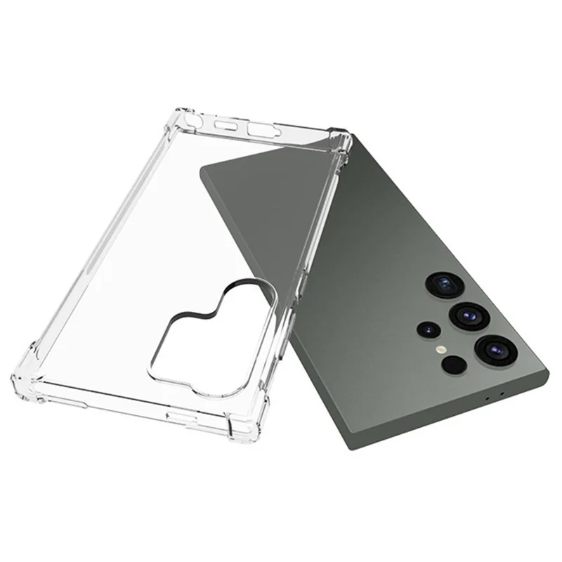 Étui pour Samsung Galaxy S24 Ultra de la série WL WANLONFENG avec film en verre trempé et couvercle en TPU transparent de 2,0 mm (grand trou pour l'objectif)