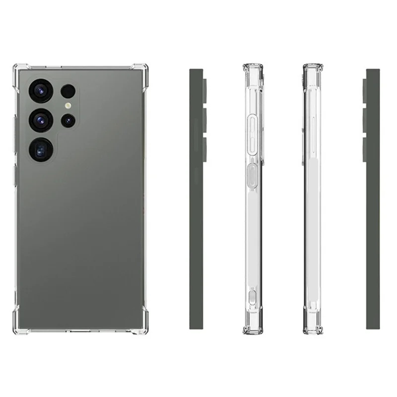 Étui pour Samsung Galaxy S24 Ultra de la série WL WANLONFENG avec film en verre trempé et couvercle en TPU transparent de 2,0 mm (grand trou pour l'objectif)