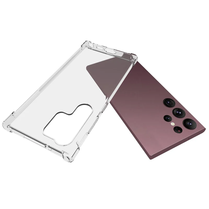 Funda para Samsung Galaxy S23 Ultra de la serie WANLONFENG WL 2.0 mm de TPU transparente con película de vidrio templado (orificio grande para la lente)