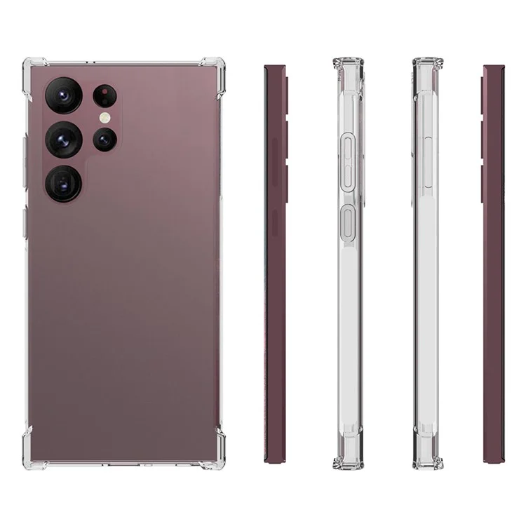 Funda para Samsung Galaxy S23 Ultra de la serie WANLONFENG WL 2.0 mm de TPU transparente con película de vidrio templado (orificio grande para la lente)