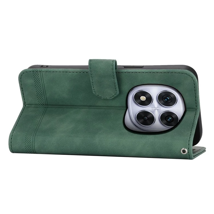 Étui en cuir avec impression de lignes DIERFENG DF-03 pour Xiaomi Redmi Note 14 Pro 5G - Vert