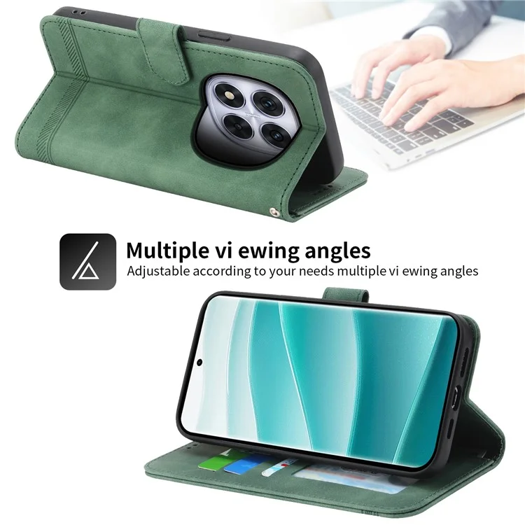 Étui en cuir avec impression de lignes DIERFENG DF-03 pour Xiaomi Redmi Note 14 Pro 5G - Vert