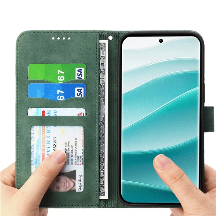 Étui en cuir avec impression de lignes DIERFENG DF-03 pour Xiaomi Redmi Note 14 Pro 5G - Vert