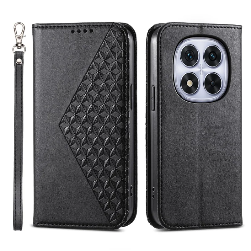 For Xiaomi Redmi Note 14 Pro 5G / Poco X7 5G Case Calf Texture PU Leather Phone Cover with Wallet - Black
