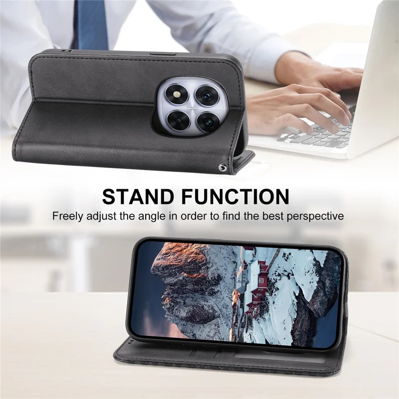 For Xiaomi Redmi Note 14 Pro 5G / Poco X7 5G Case Calf Texture PU Leather Phone Cover with Wallet - Black