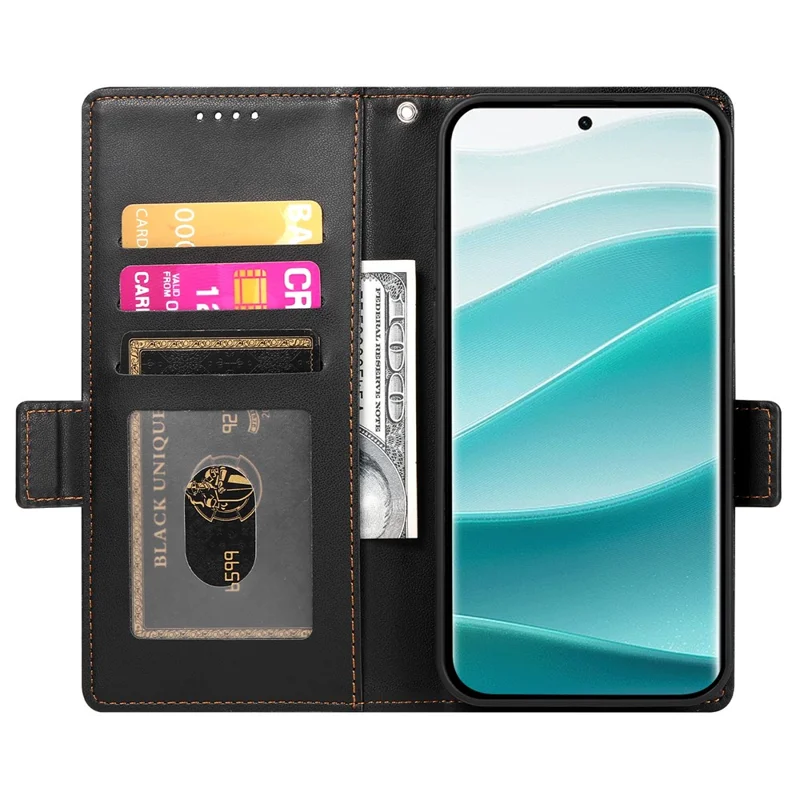 DF-010 For Xiaomi Redmi Note 14 Pro 5G / Poco X7 5G Stand Case PU Leather Wallet Phone Cover - Black