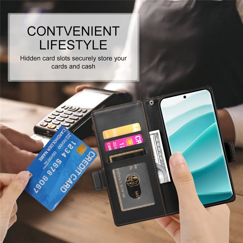 DF-010 For Xiaomi Redmi Note 14 Pro 5G / Poco X7 5G Stand Case PU Leather Wallet Phone Cover - Black