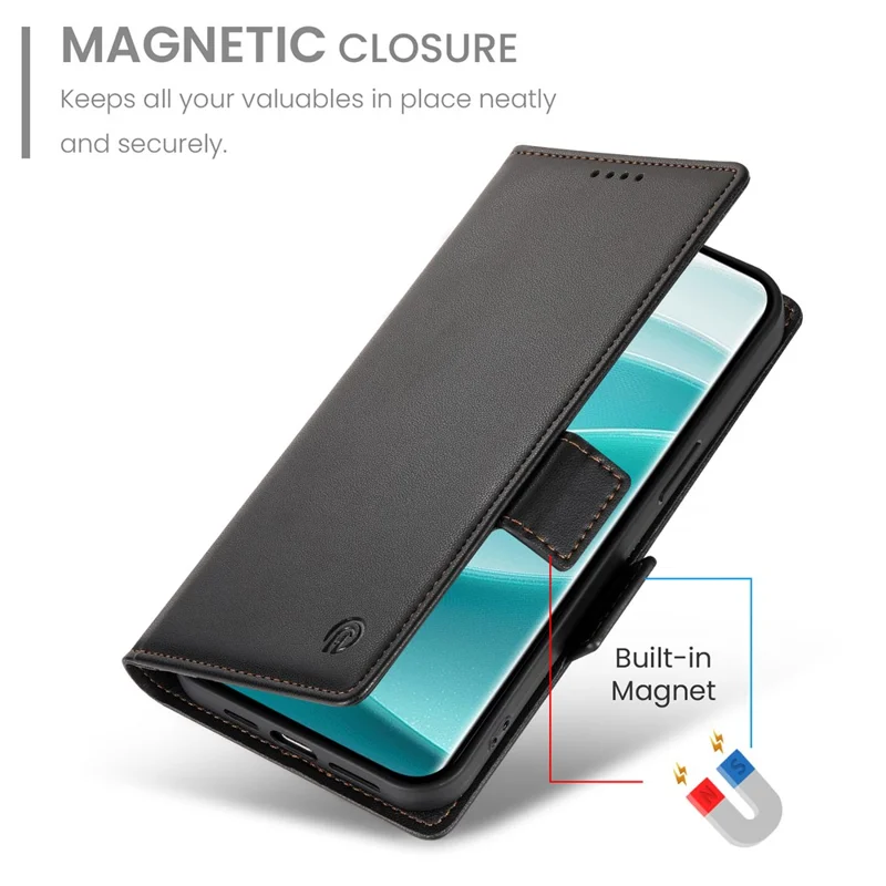 DF-010 For Xiaomi Redmi Note 14 Pro 5G / Poco X7 5G Stand Case PU Leather Wallet Phone Cover - Black