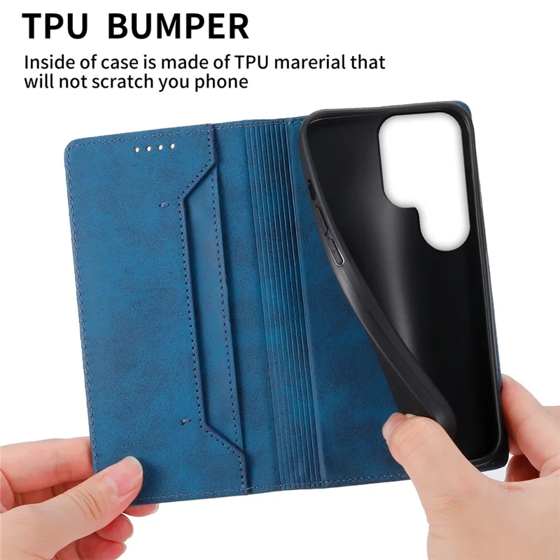 DF-05 For Samsung Galaxy S25 Ultra Wallet Case RFID Blocking PU Leather Phone Cover - Blue