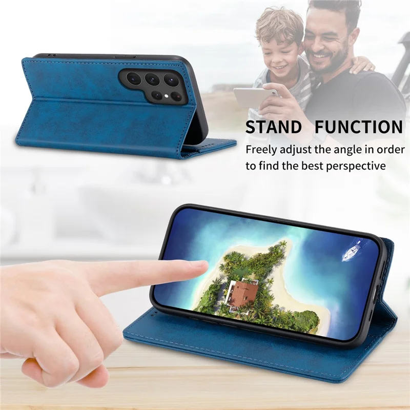 DF-05 For Samsung Galaxy S25 Ultra Wallet Case RFID Blocking PU Leather Phone Cover - Blue