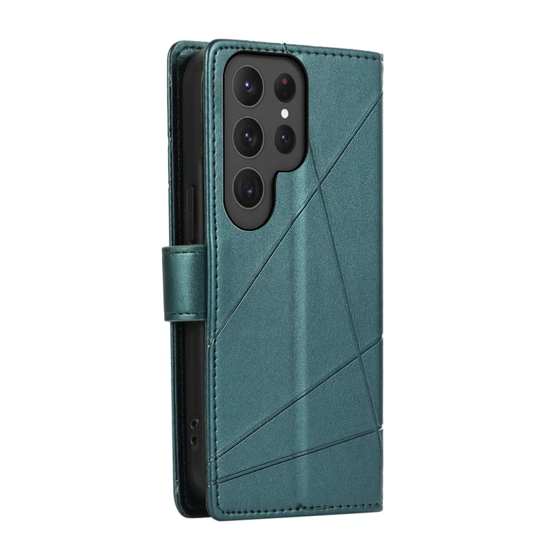 DF-06 For Samsung Galaxy S25 Ultra Phone Case Line Imprint Leather Wallet Cover - Green