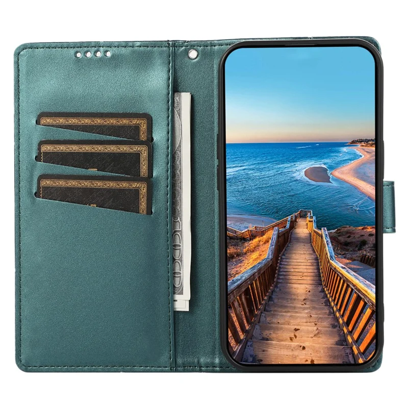 DF-06 For Samsung Galaxy S25 Ultra Phone Case Line Imprint Leather Wallet Cover - Green