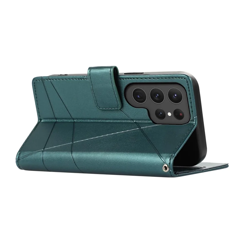 DF-06 For Samsung Galaxy S25 Ultra Phone Case Line Imprint Leather Wallet Cover - Green