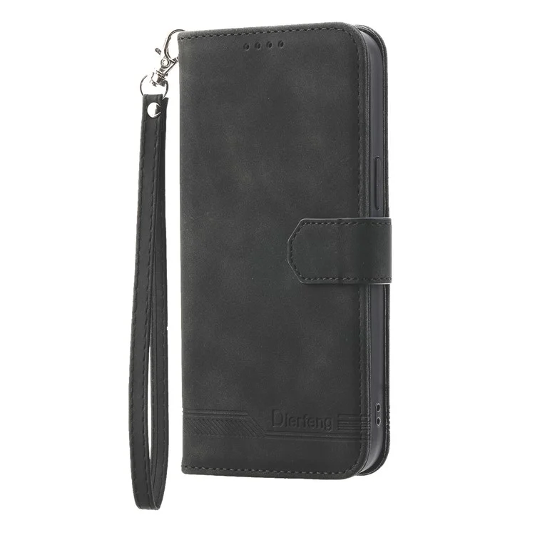 Étui en cuir à lignes en relief pour Samsung Galaxy S25 Ultra DIERFENG DF-03 - Noir