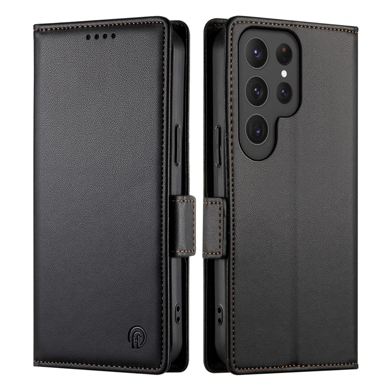 DF-010 Funda de Cartera de Piel de PU con Soporte para Samsung Galaxy S25 Ultra - Negro