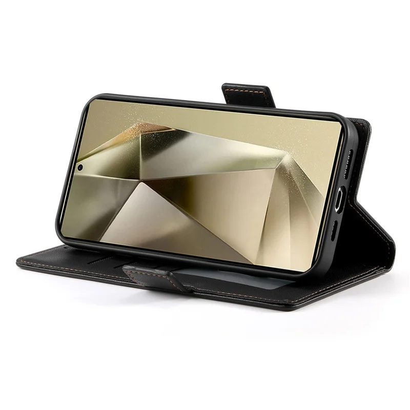 DF-010 Funda de Cartera de Piel de PU con Soporte para Samsung Galaxy S25 Ultra - Negro