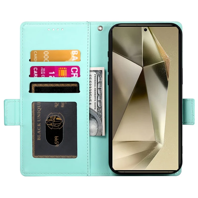 DF-010 For Samsung Galaxy S25 Ultra Stand Case PU Leather Wallet Phone Cover - Mint Green