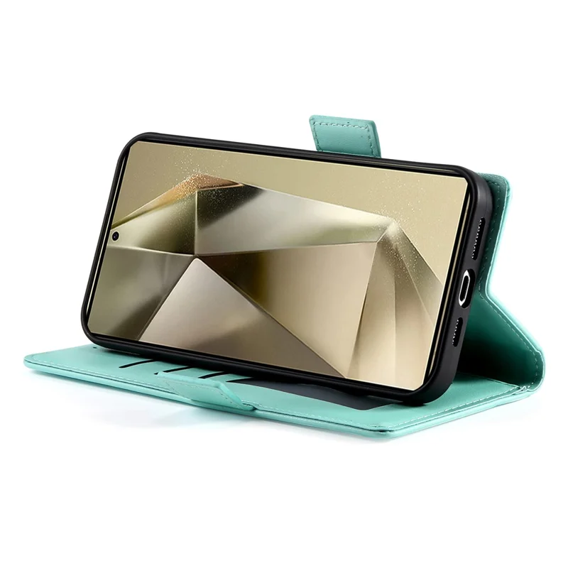 DF-010 For Samsung Galaxy S25 Ultra Stand Case PU Leather Wallet Phone Cover - Mint Green