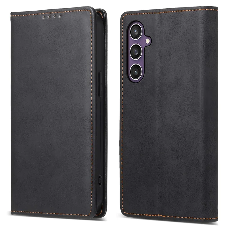 DF-05 For Samsung Galaxy S25+ Wallet Case RFID Blocking PU Leather Phone Cover - Black