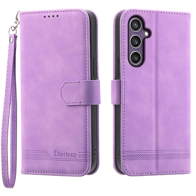 Étui en cuir avec motif de lignes pour Samsung Galaxy S25+ - Violet