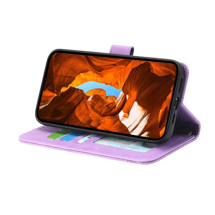 Étui en cuir avec motif de lignes pour Samsung Galaxy S25+ - Violet