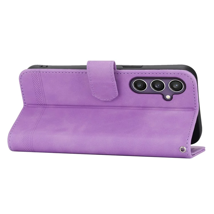 Étui en cuir avec motif de lignes pour Samsung Galaxy S25+ - Violet
