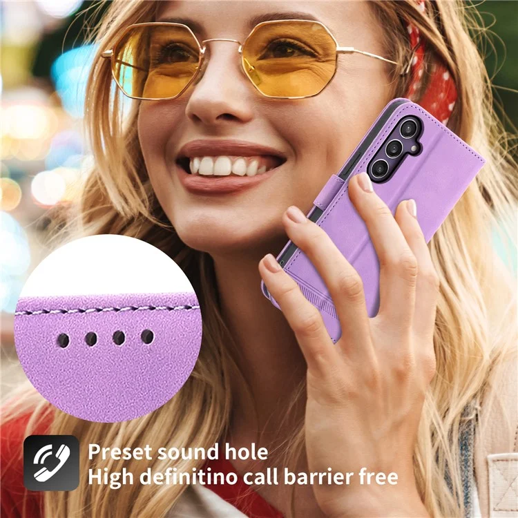 Étui en cuir avec motif de lignes pour Samsung Galaxy S25+ - Violet