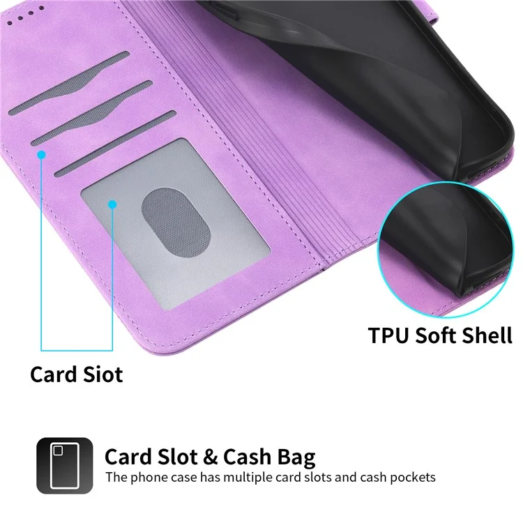 Étui en cuir avec motif de lignes pour Samsung Galaxy S25+ - Violet