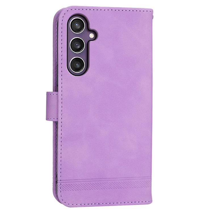 Étui en cuir avec motif de lignes pour Samsung Galaxy S25+ - Violet