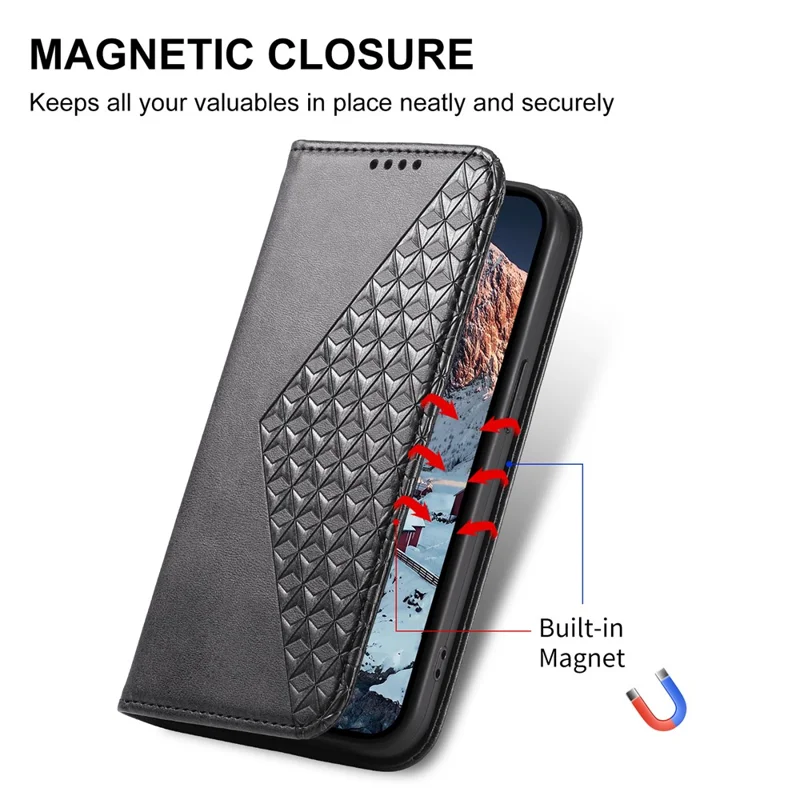 For Samsung Galaxy S25 Case Calf Texture PU Leather Phone Cover with Wallet - Black