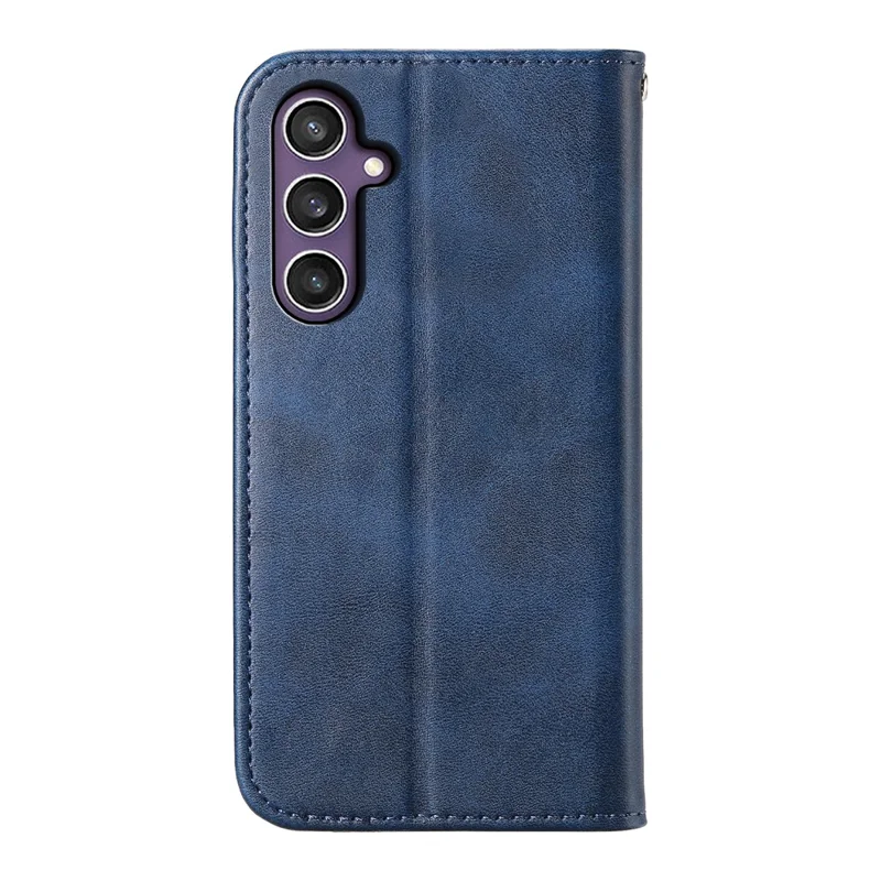 Samsung Galaxy S25+ hoesje met portemonnee van PU-leer met kalfsstructuur - Blauw