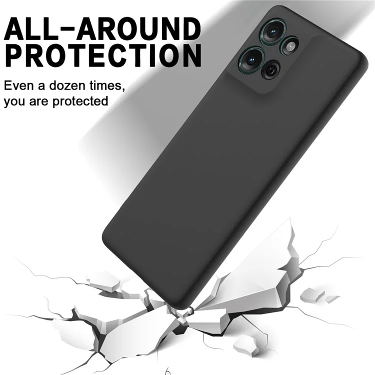 Für Motorola Moto G75 5G Hülle, flüssiges Silikon Anti-Kratzer Telefonhülle mit Handschlaufe - Schwarz