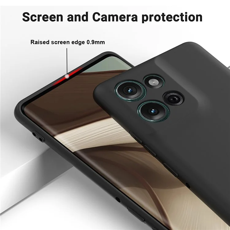 Für Motorola Moto G75 5G Hülle, flüssiges Silikon Anti-Kratzer Telefonhülle mit Handschlaufe - Schwarz