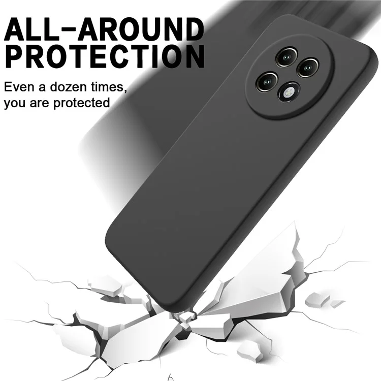 For Realme Realme 13+ 5G / 13 Pro 5G (China) Case Liquid Silicone Anti-Scratch Phone Cover with Hand Strap - Black