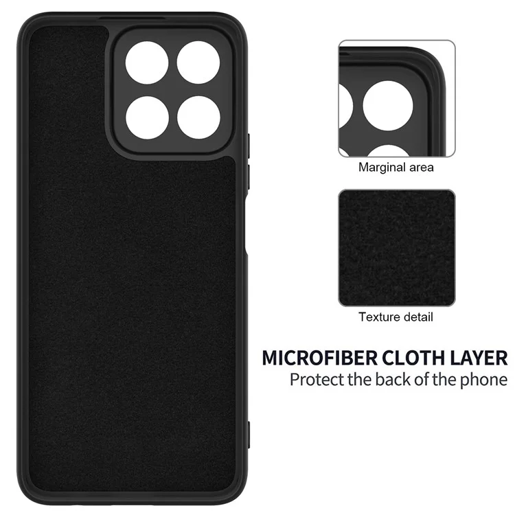 Pour Honor X7c 4G / 200 Smart 5G Case Liquid Silicone Anti-Scratch Phone Cover with Hand Strap - Black