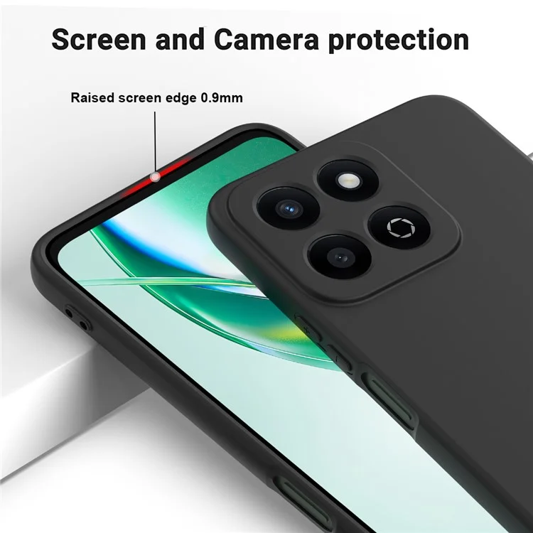 Pour Honor X7c 4G / 200 Smart 5G Case Liquid Silicone Anti-Scratch Phone Cover with Hand Strap - Black
