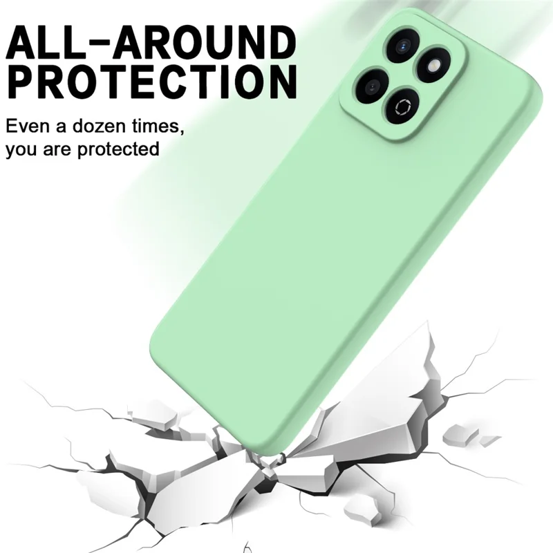 For Honor X7c 5G / X7c 4G / 200 Smart 5G Case Liquid Silicone Anti-Scratch Phone Cover with Hand Strap - Green