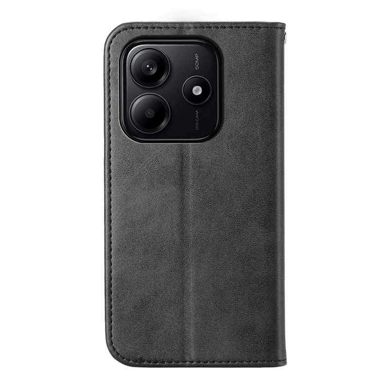 For Xiaomi Redmi Note 14 5G Case Calf Texture PU Leather Phone Cover with Wallet - Black