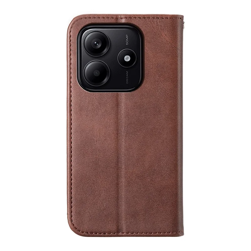 For Xiaomi Redmi Note 14 5G Case Calf Texture PU Leather Phone Cover with Wallet - Brown